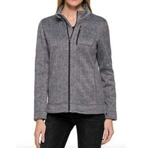 Marc New York Herringbone Zip Front Jacket Womens M Becket Fleece Lined Pockets